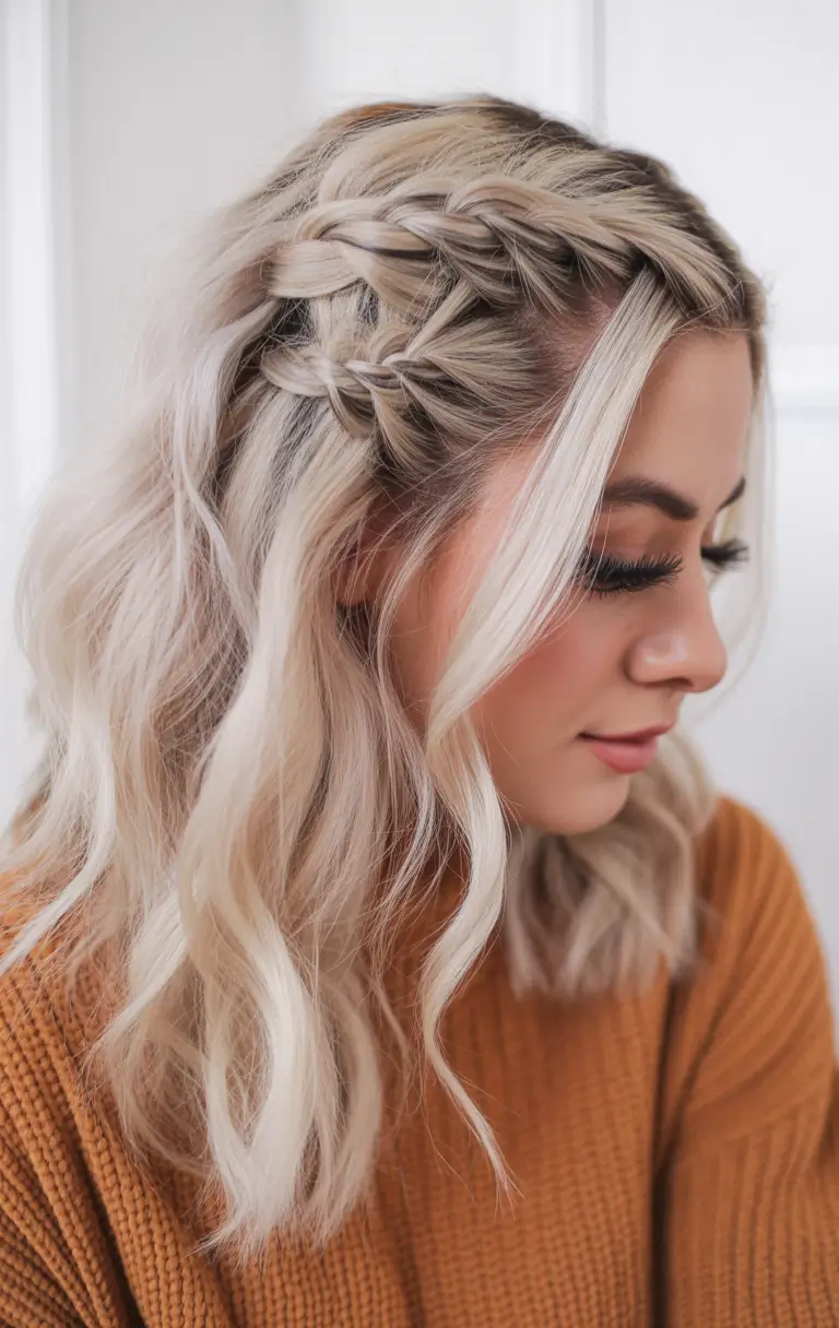 braids hairstyle - Loose Textured Braids on Soft Blonde Waves