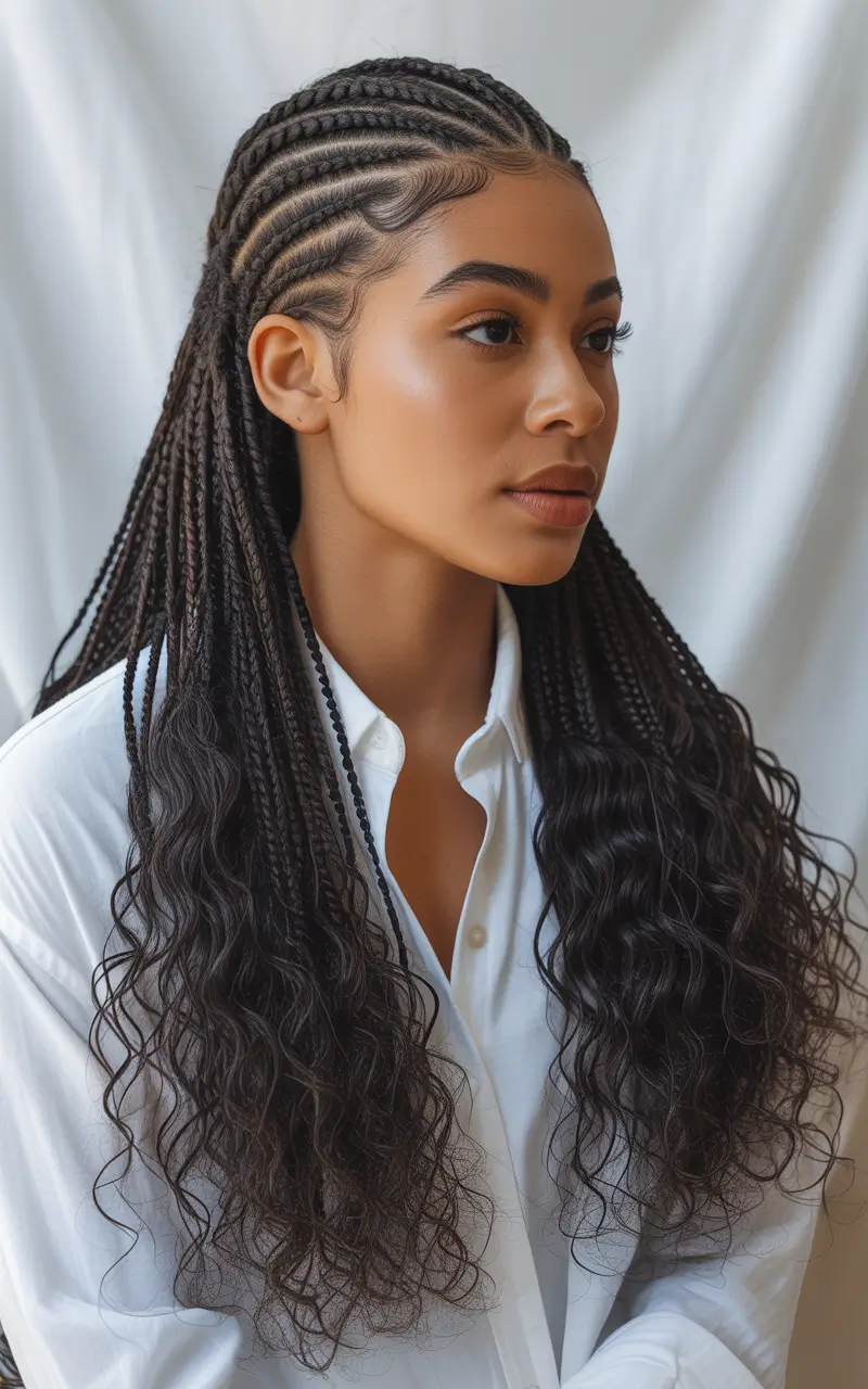 braids hairstyle - Half-Braided Length With Flowing Boho Waves