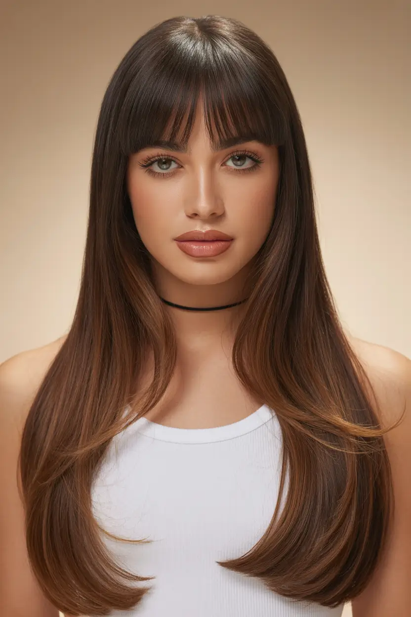 Hairstyles ideas Sleek Long Layers With Feathered Fringe