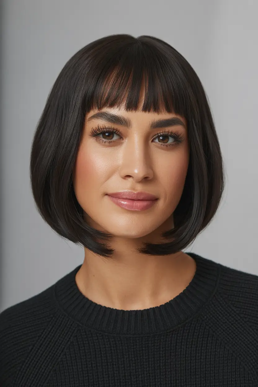 Hairstyles ideas Classic Rounded Bob With Light Fringe