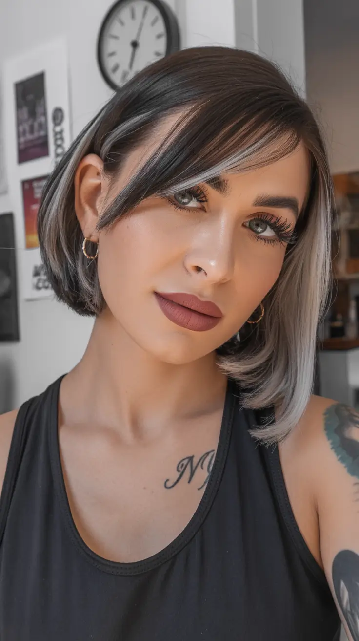 Hairstyles ideas Silver-Shadow Bob With Soft Side Sweep