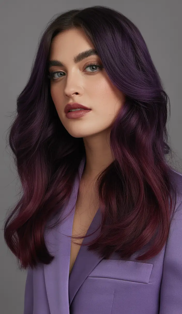 Hairstyles ideas Opulent Purple Waves With Dimensional Depth