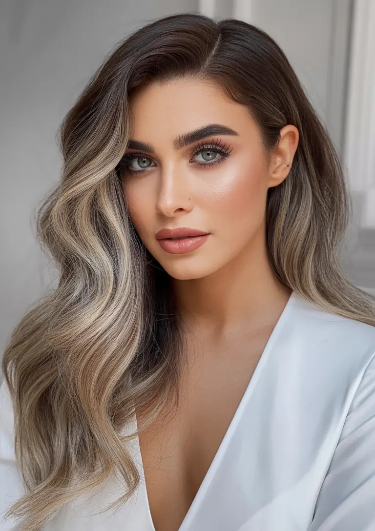 Hairstyles ideas Luminous Ash Waves With Sculpted Parting
