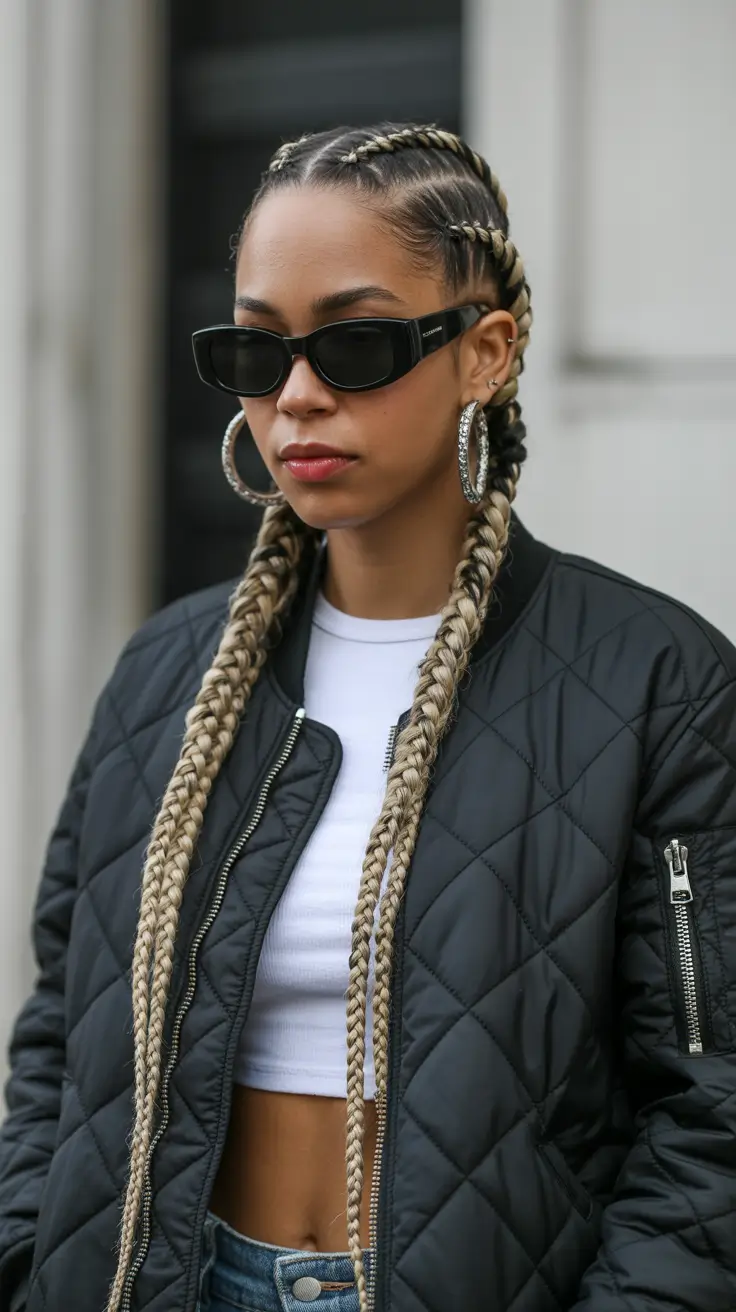Hairstyles ideas Long Braided Rows With Sleek Street-Style Edge