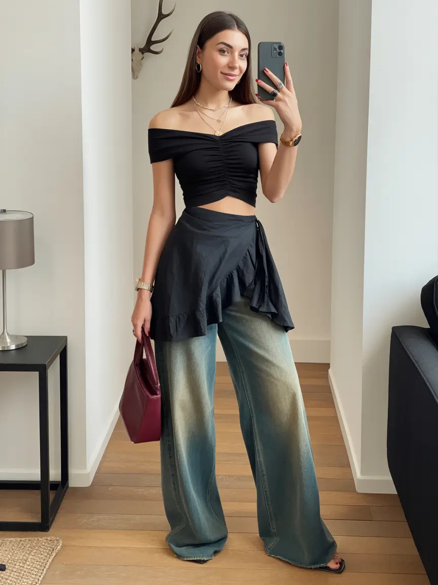 jeans outfits Evening-Ready Denim with Soft Drama