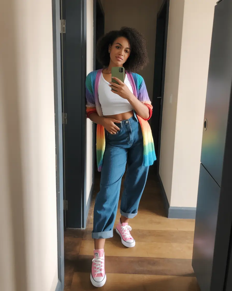 jeans outfits Playful Denim with Color and Ease