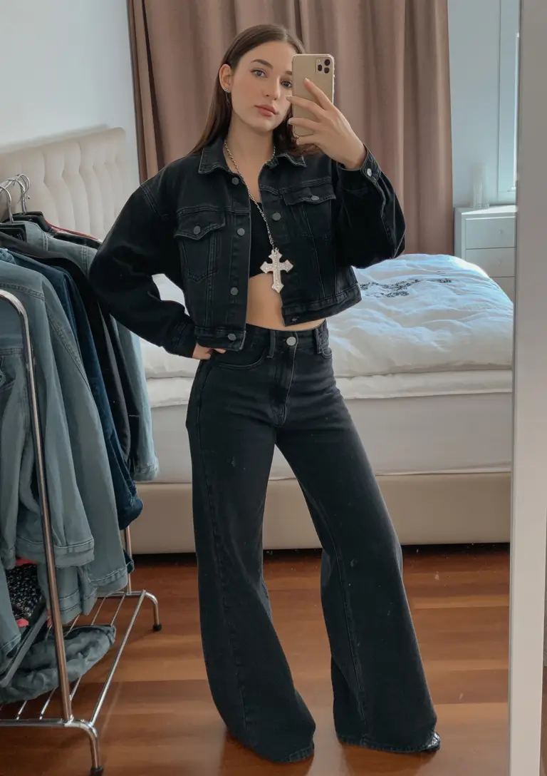 jeans outfits All-Black Denim with Quiet Attitude