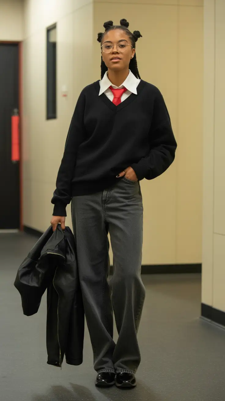 jeans outfits Minimal Grey Denim with Academic Cool