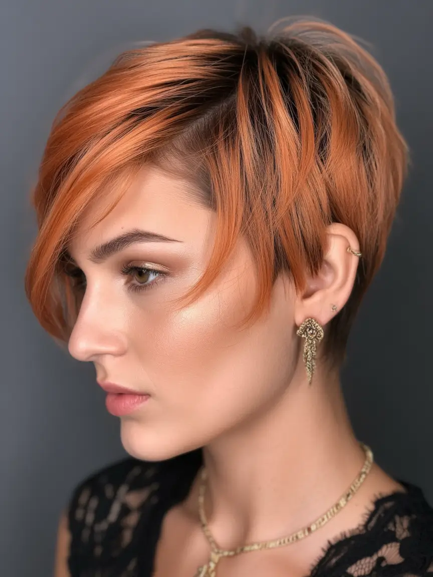 short hairstyles Soft Copper Sweep Pixie