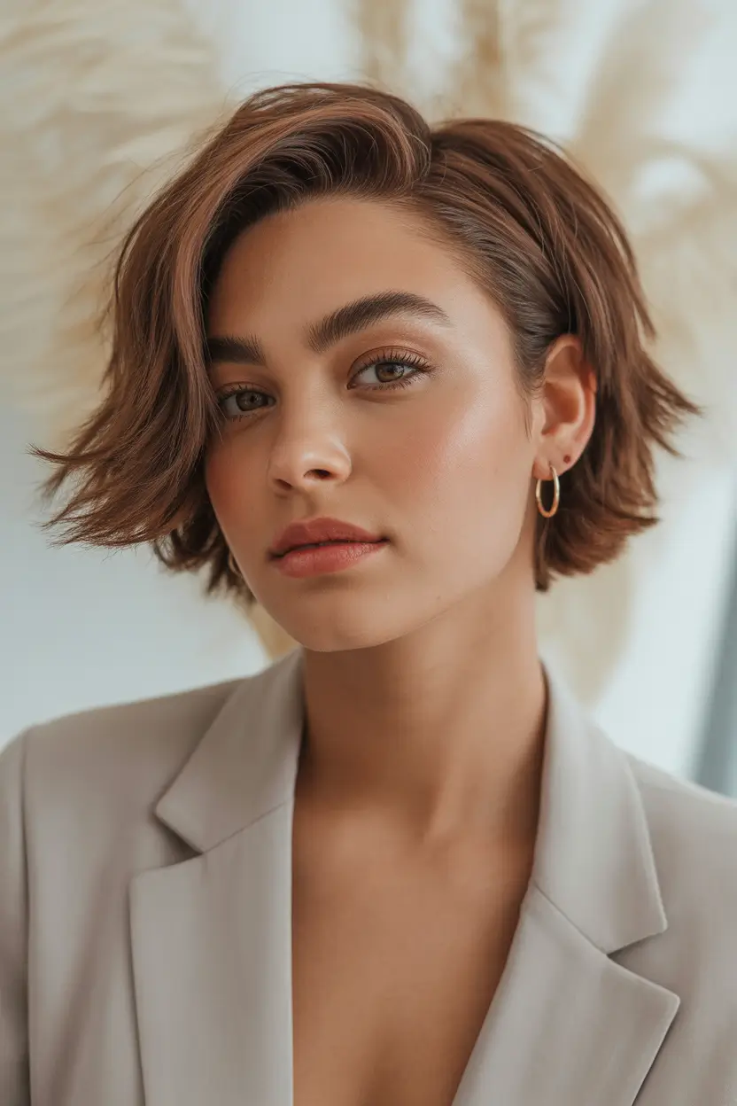 short hairstyles Light Chestnut Wave-Softened Crop