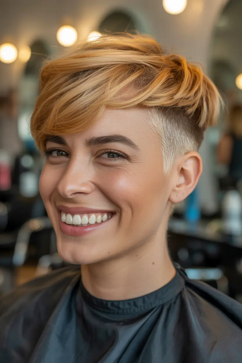 short hairstyles Warm Honey Undercut Sweep
