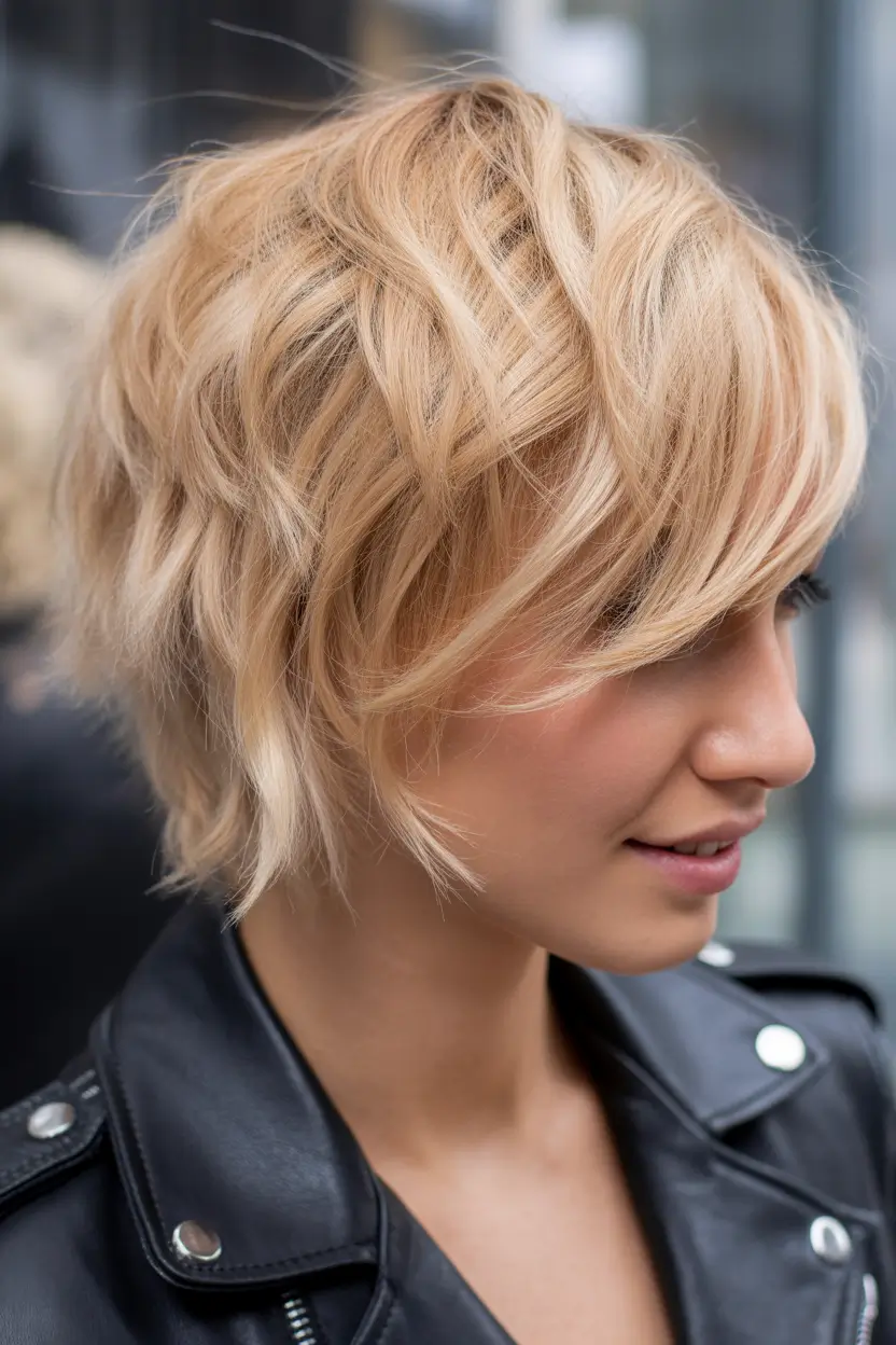 short hairstyles Peachy Wavy Shag Bob