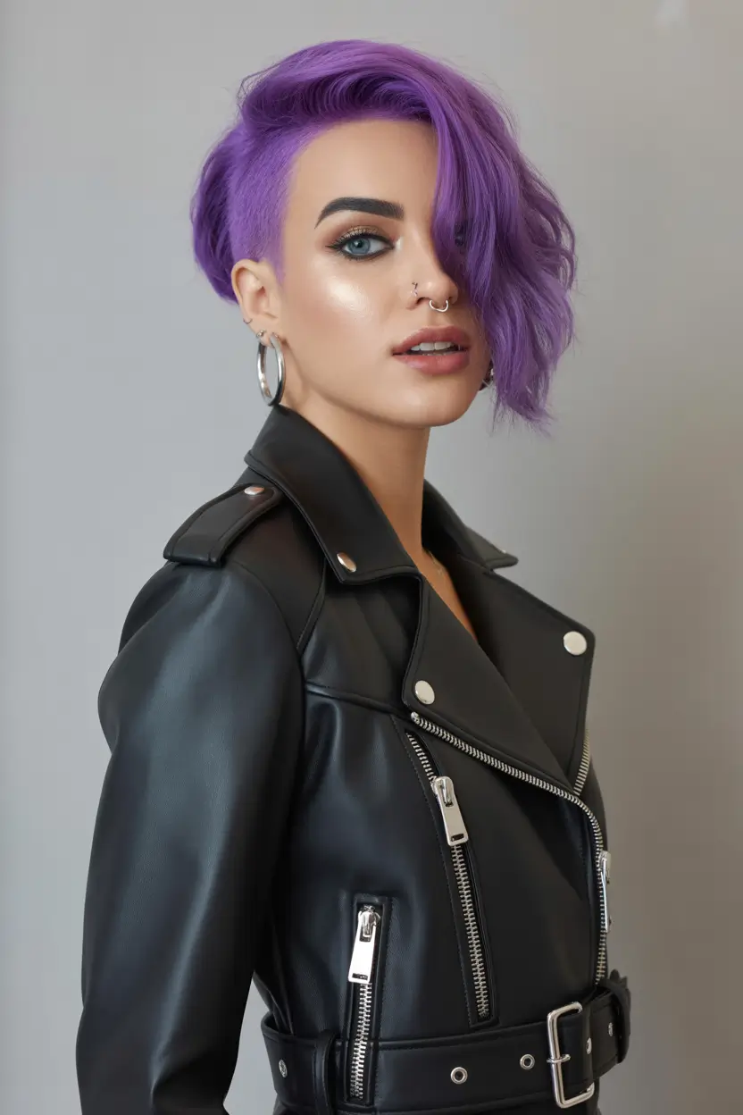 short hairstyles Vibrant Violet Asymmetric Undercut