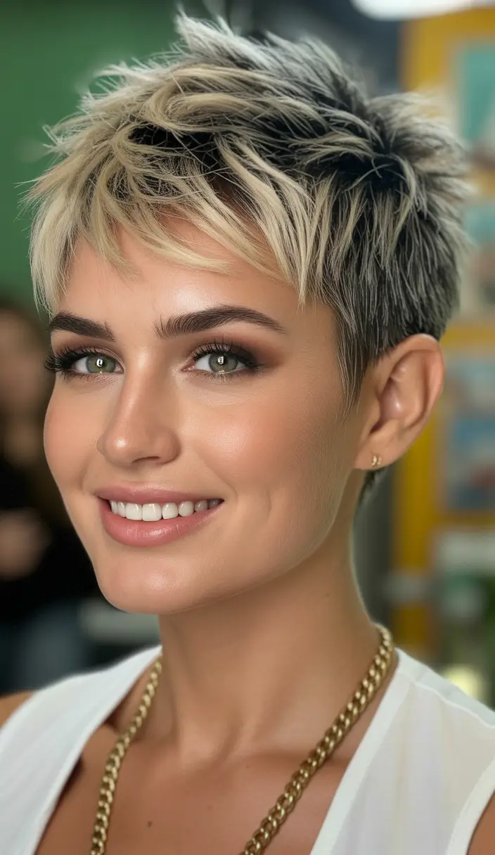 short hairstyles Spiky Frosted Texture Pixie