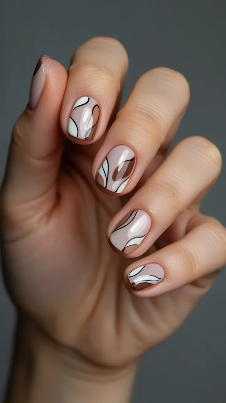 short nails Abstract Nude Line Art Design