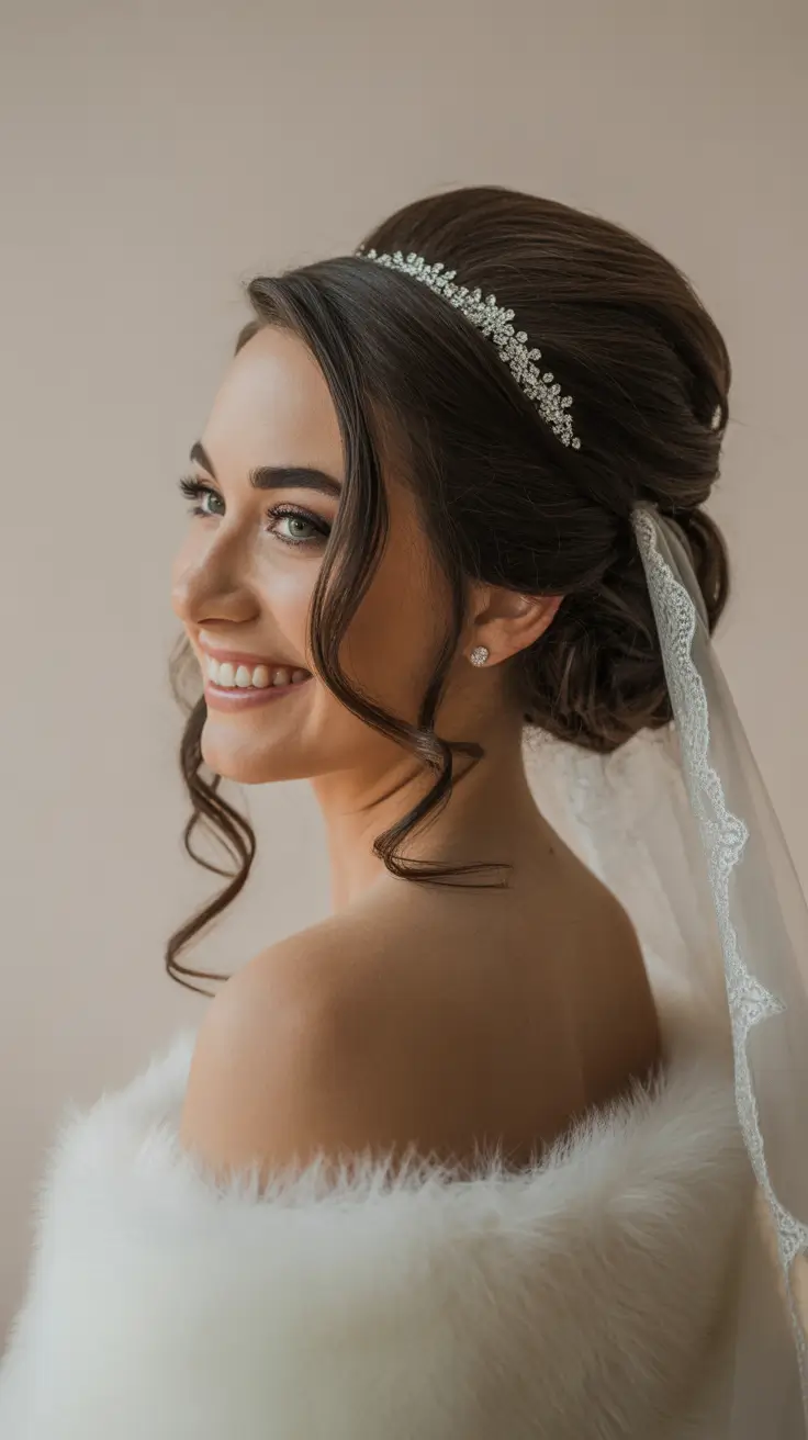 wedding hairstyle Soft Bridal Updo with Veil