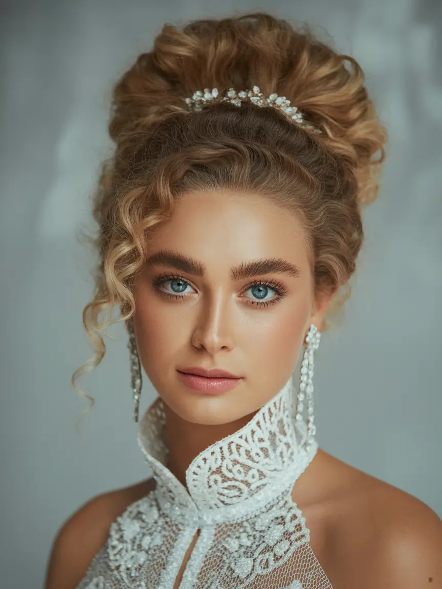 wedding hairstyle Curly High Updo