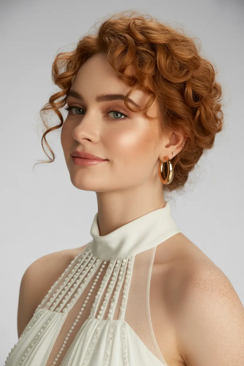 wedding hairstyle Short Curly Bridal Crop