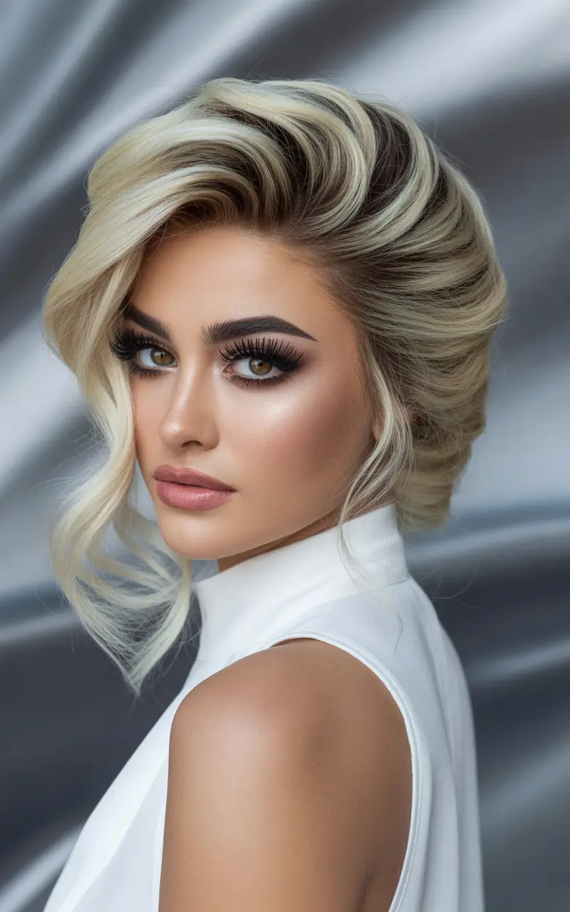 wedding hairstyle Voluminous Blonde Updo