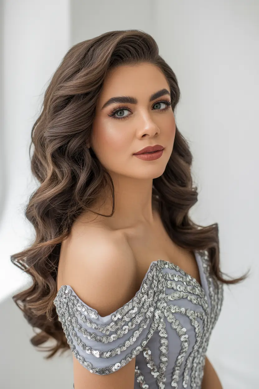 wedding hairstyle Voluminous Side Part Glamour