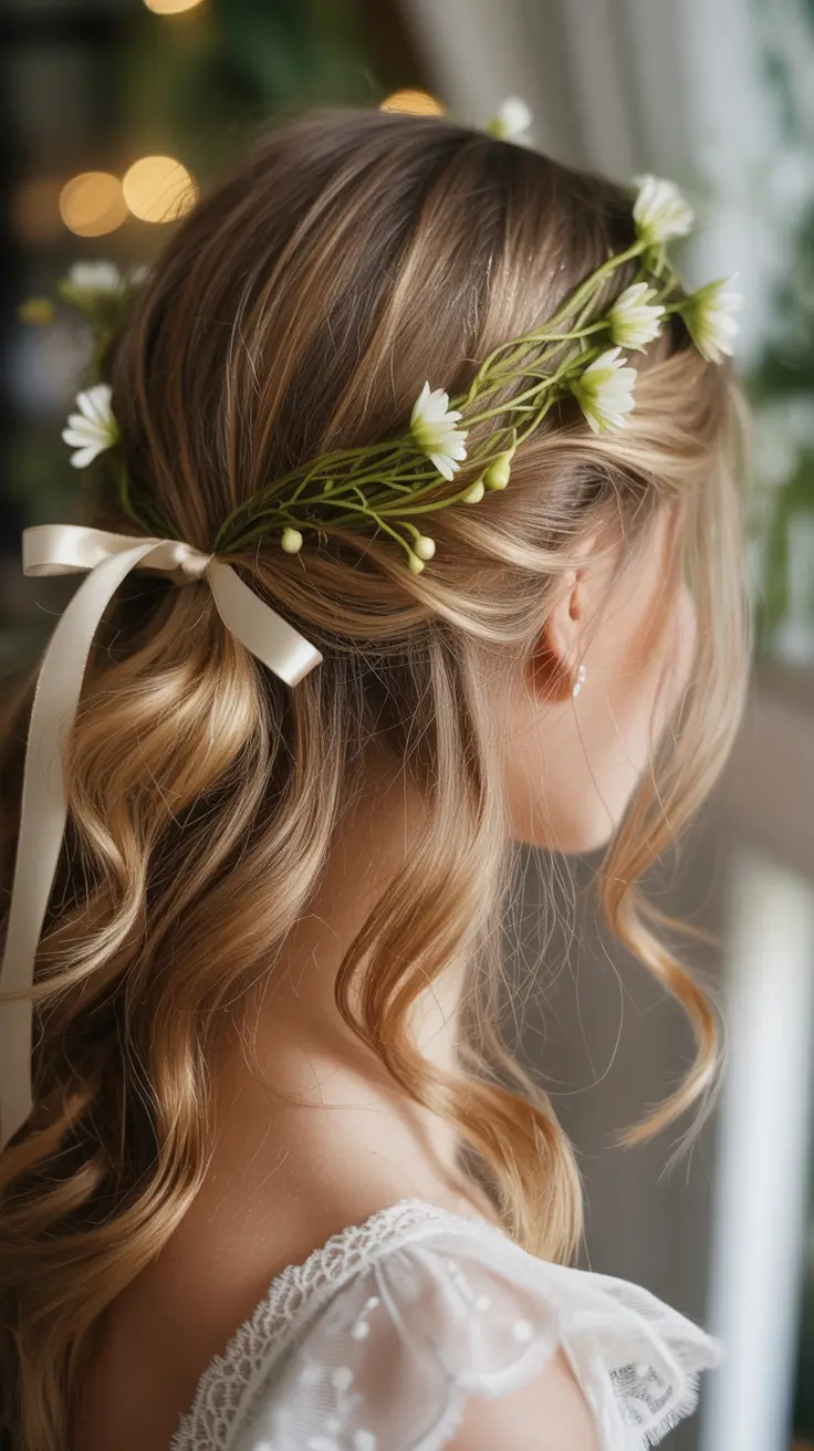 wedding hairstyle Half Up Floral Style
