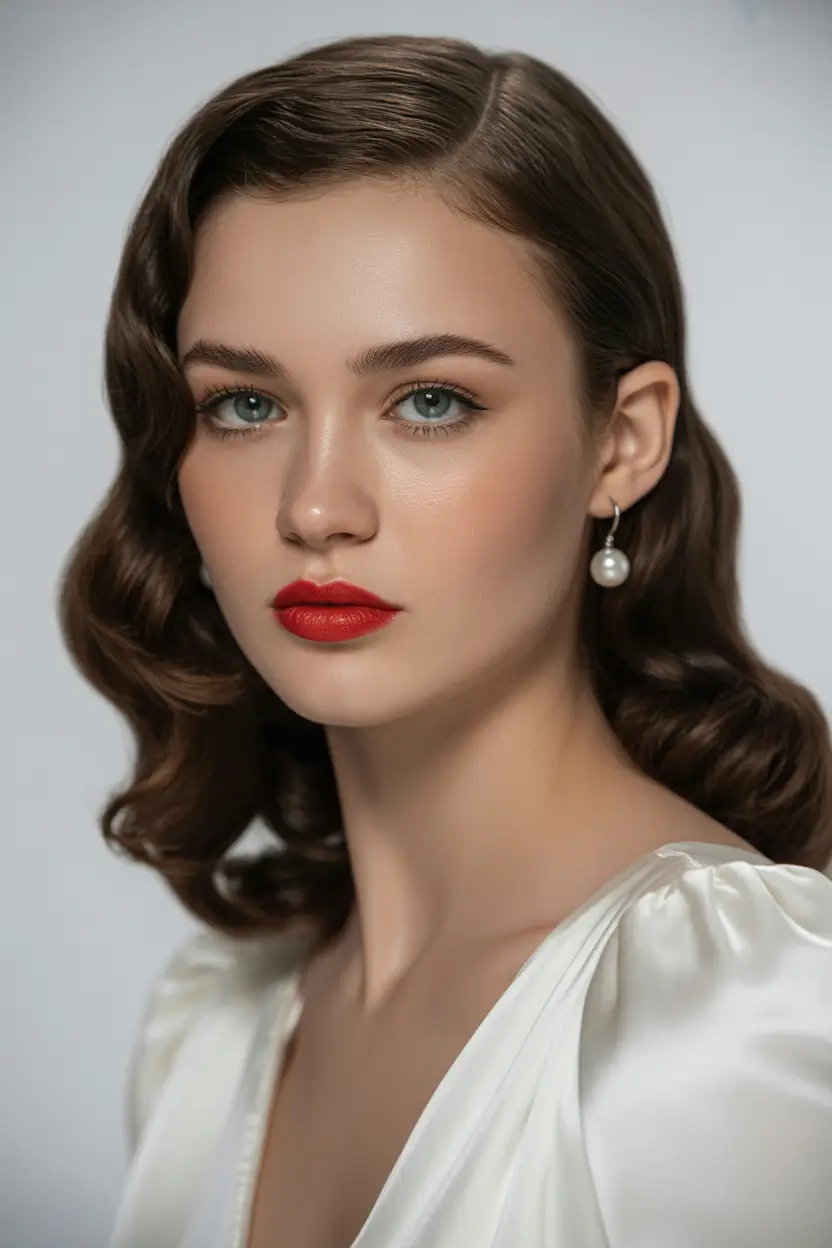 wedding hairstyle Vintage Inspired Waves Medium Hair