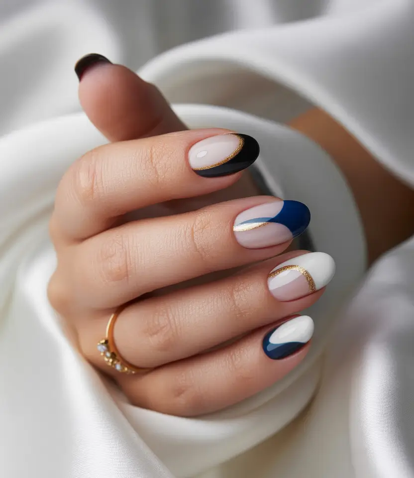 cute nails Graphic French tips with bold contrast