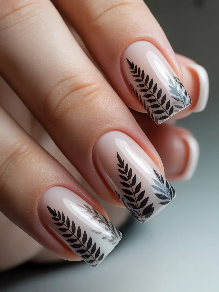 nails desig Minimal Botanical Neutral Nails