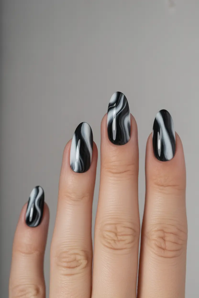 nails desig Monochrome Marble Minimalism
