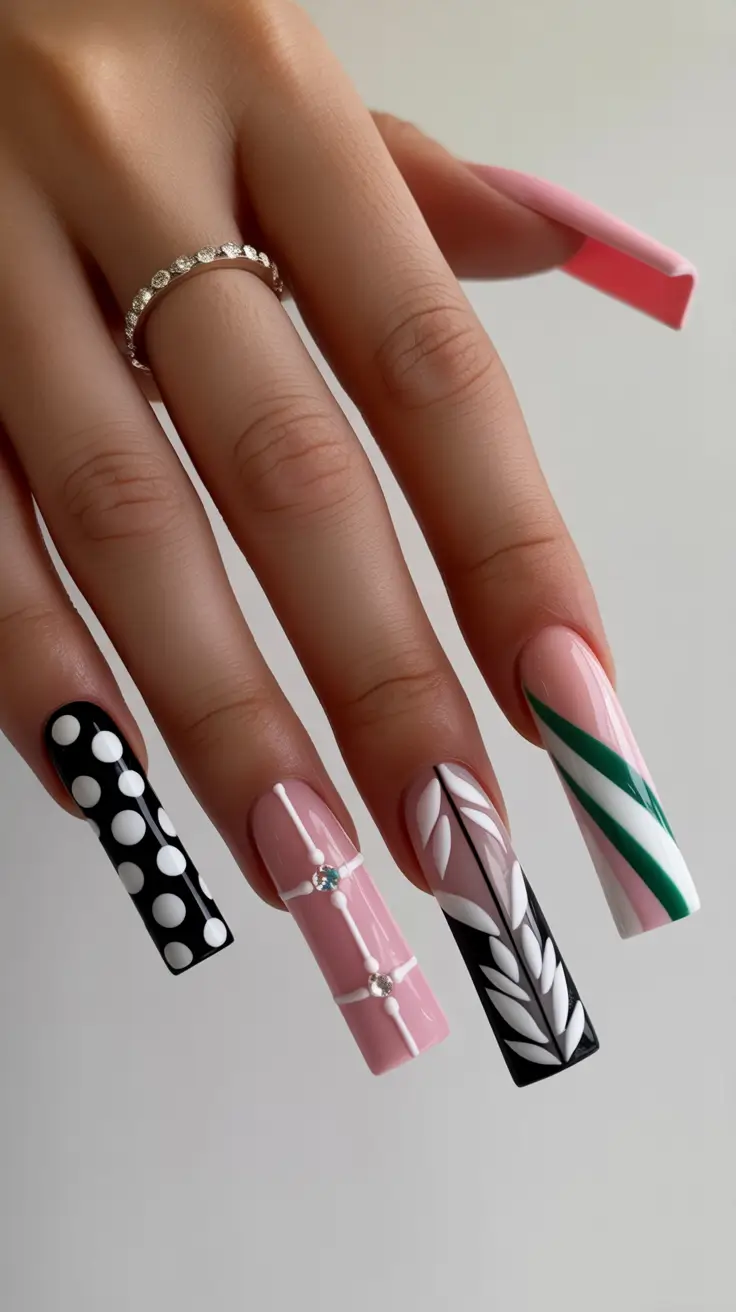 nails desig Playful Mix-and-Match Pop Art Nails