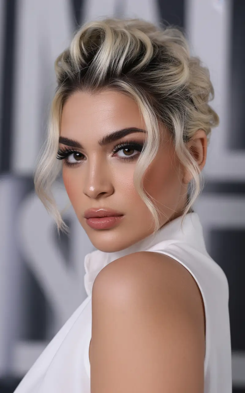 cute hairstyle Textured Blonde Updo With Loose Face Curls