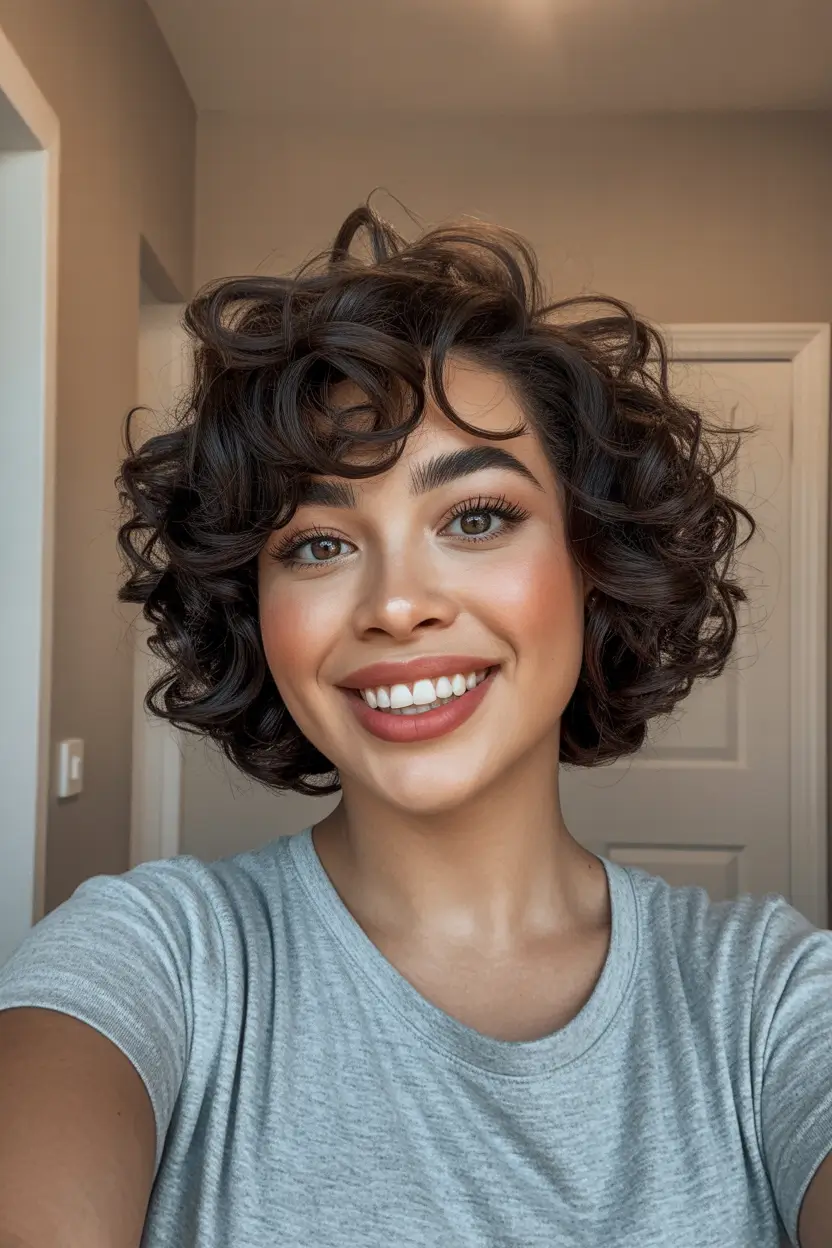 cute hairstyle Classic Curly Bob With Defined Bouncy Shape