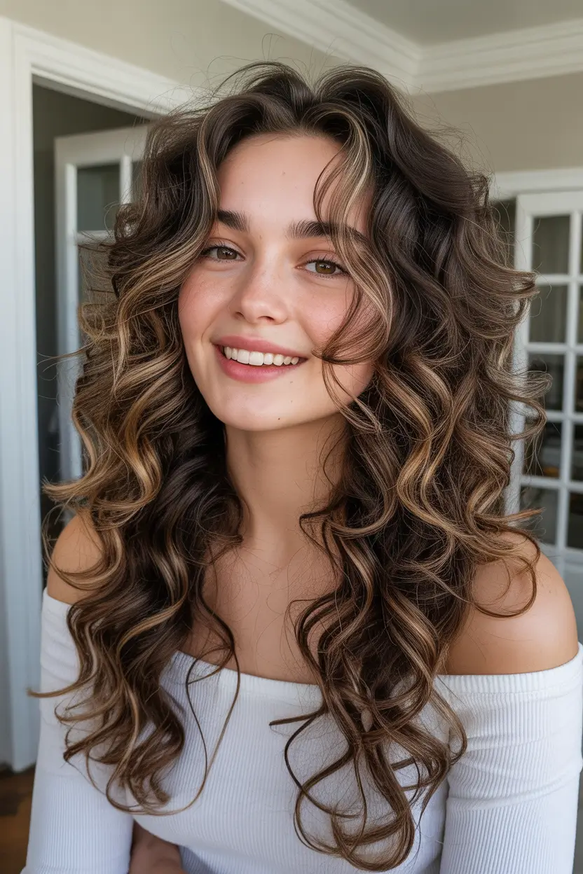 cute hairstyle Soft Voluminous Curly Layers With Face-Framing Definition