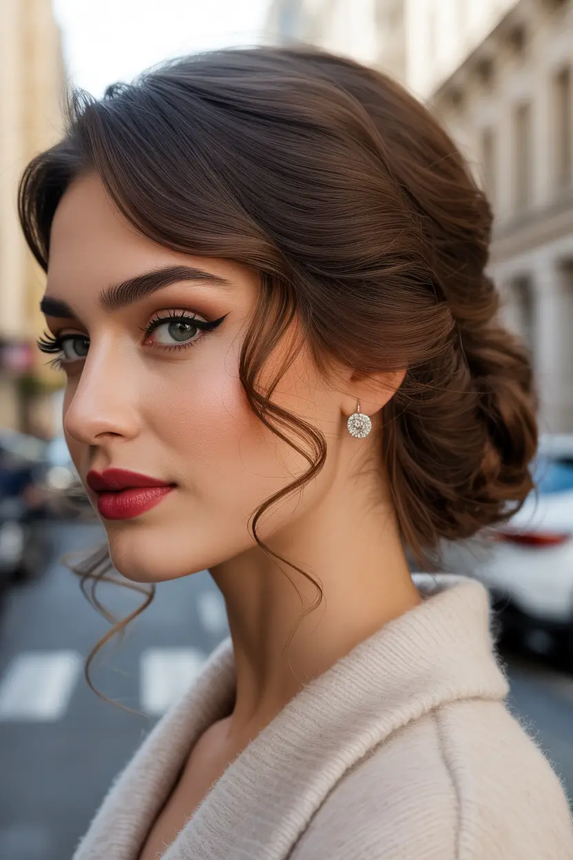 cute hairstyle Romantic Low Updo With Loose Waves