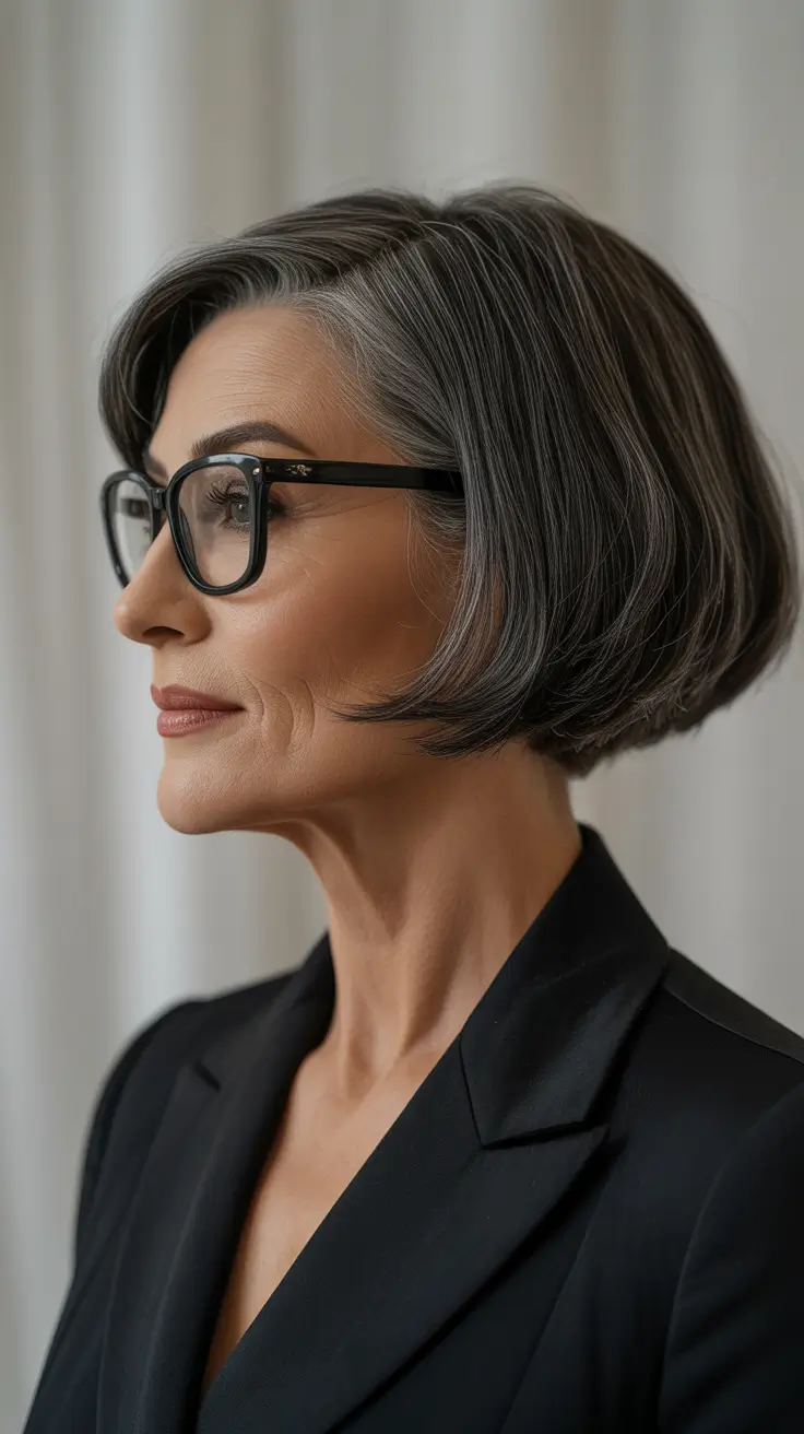 Haircuts for Women Over 60+Chic Rounded Bob with Polished Edge