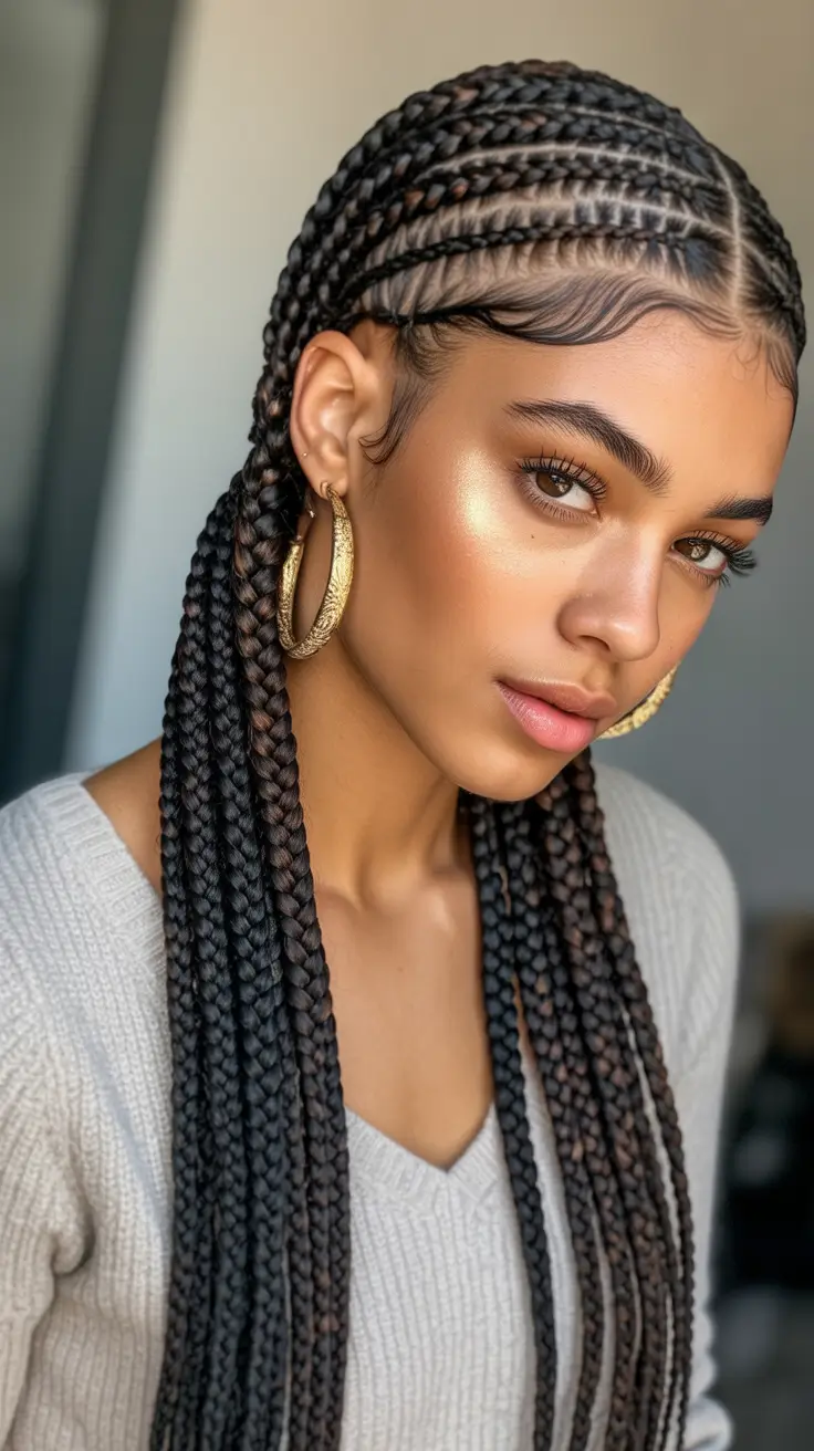 haircuts inspo Elevated Classic Braids With Glossy Detail