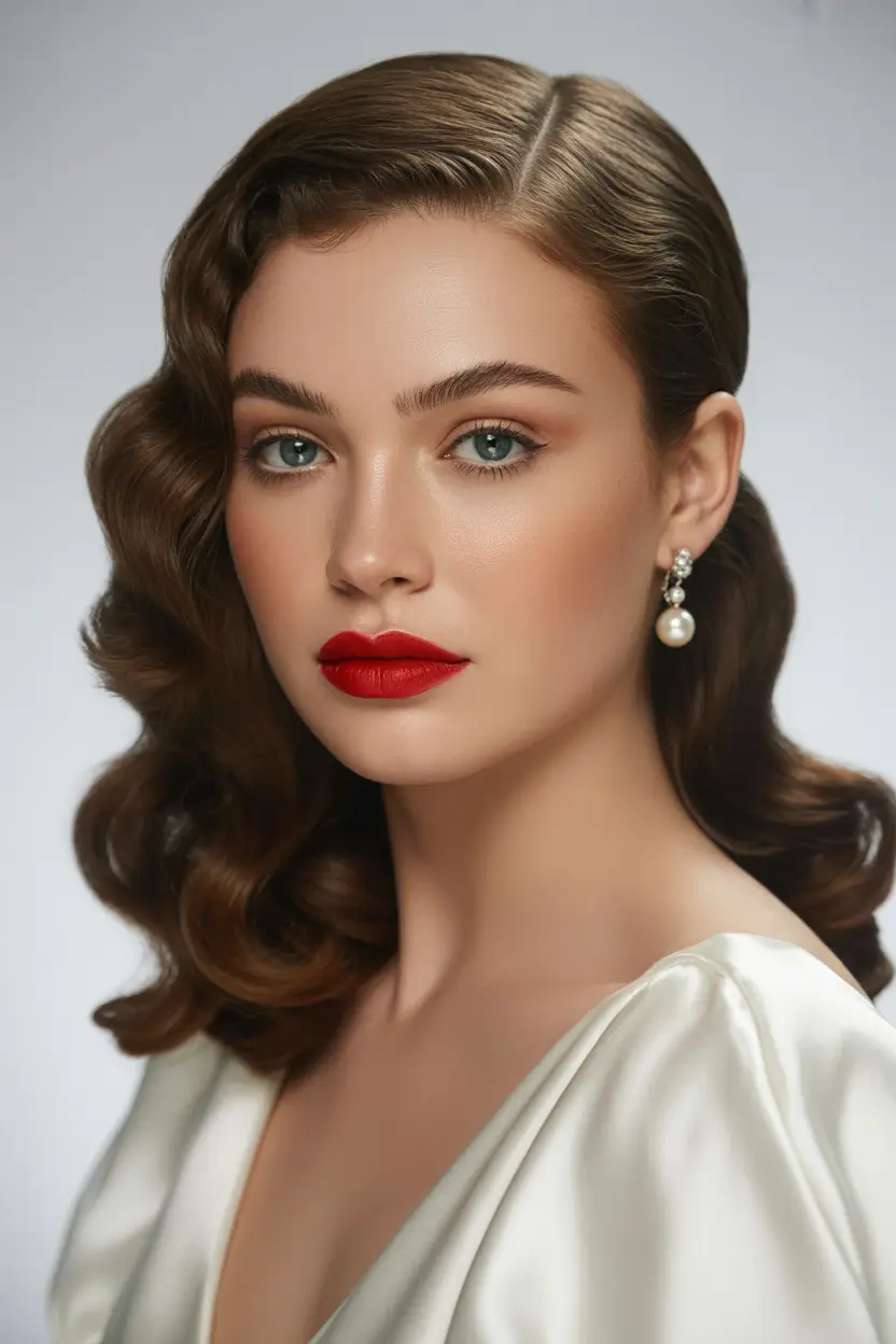 haircuts inspo Retro Hollywood Waves With Sculpted Definition