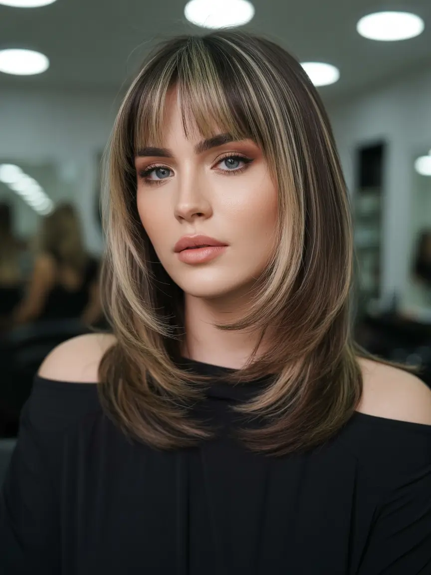 haircuts inspo Soft Layered Cut With Wispy Curtain Bangs