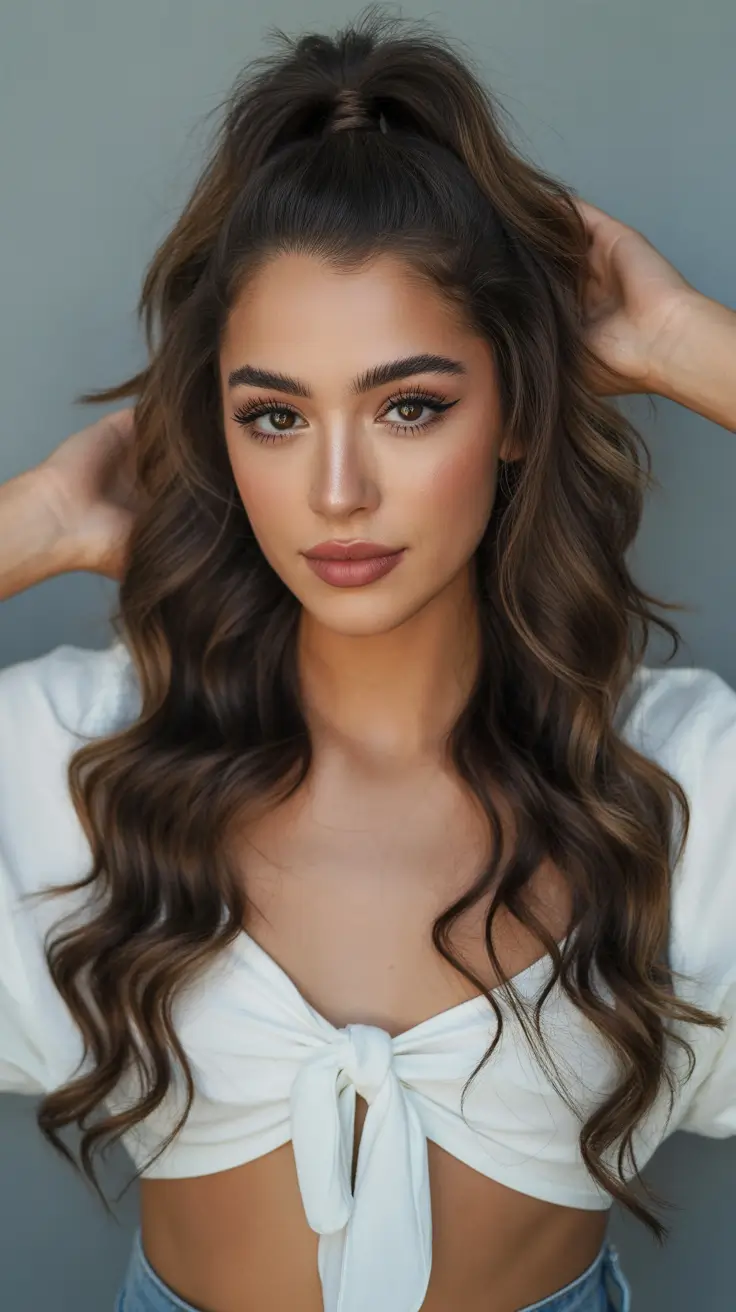 haircuts inspo Voluminous Half-Up Waves With a Soft Lift