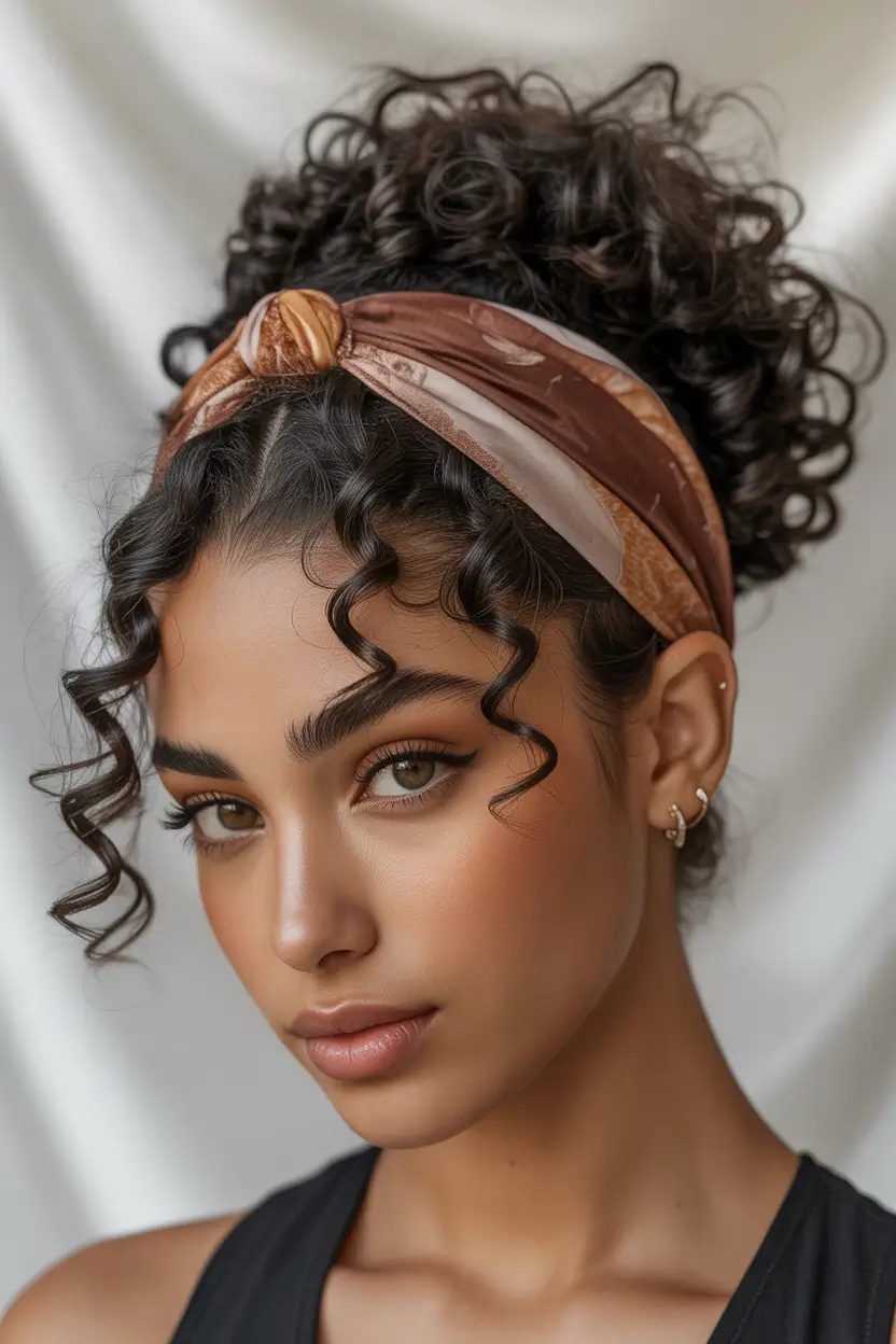 haircuts inspo Curly Updo With Statement Ringlets and Headband Detail