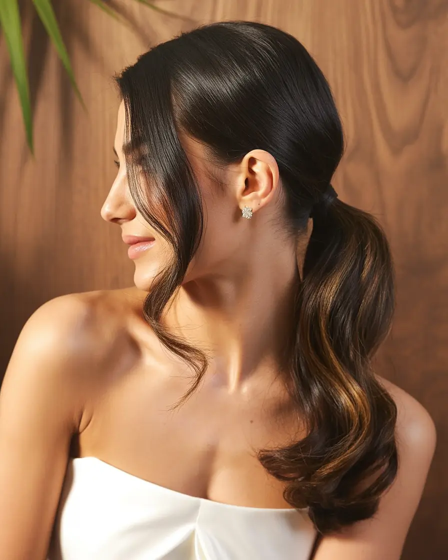 haircuts inspo Effortless Low Ponytail With Soft Waves