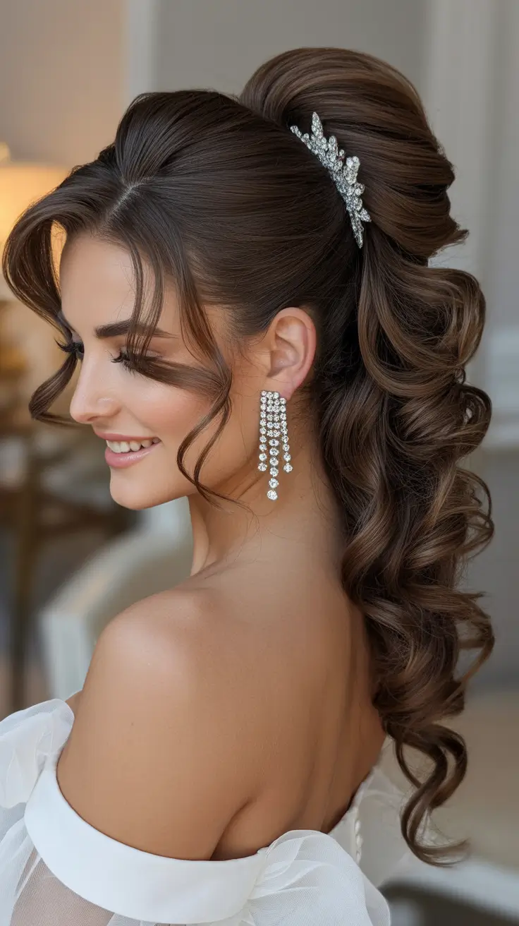 ponytail hairstyle Bridal-Inspired High Ponytail with Soft Spirals