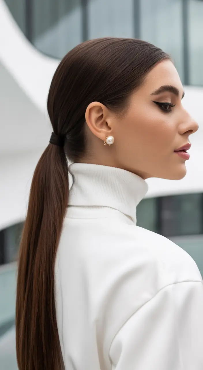 ponytail hairstyle Minimalist Low Ponytail with Sleek Contours