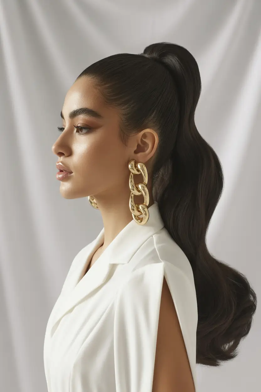 ponytail hairstyle Structured High Ponytail with Sculpted Silhouette