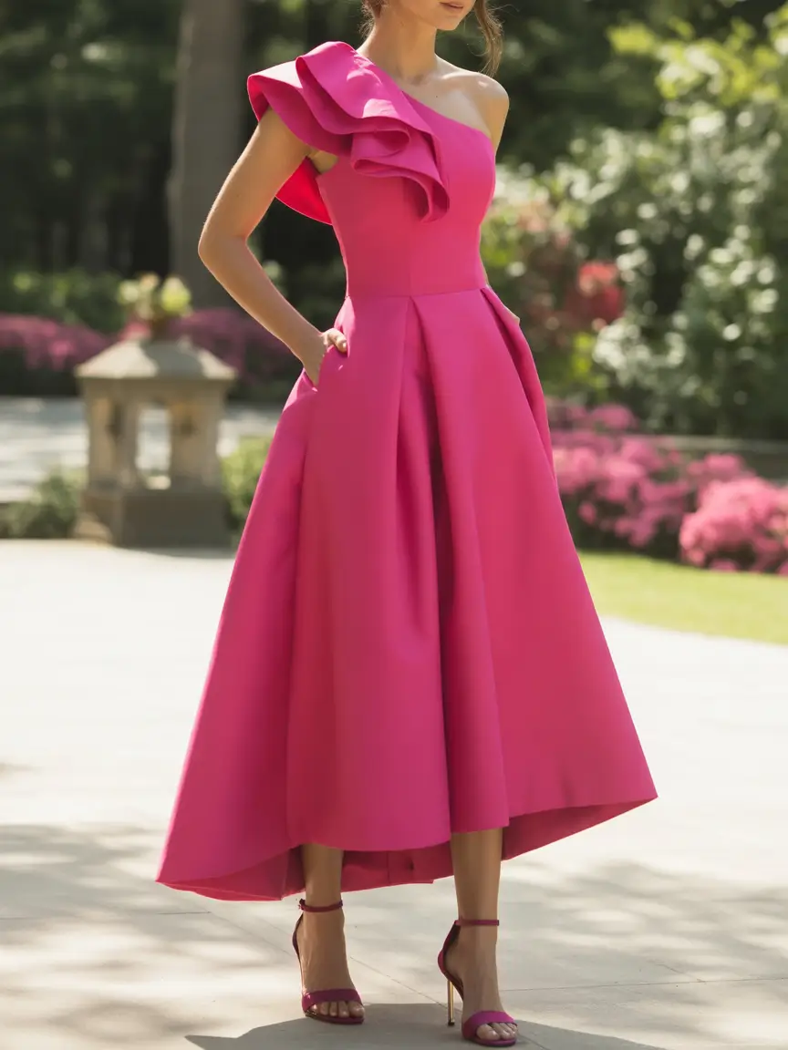 wedding guest outfits Fuchsia Structure for Bold Garden Celebrations