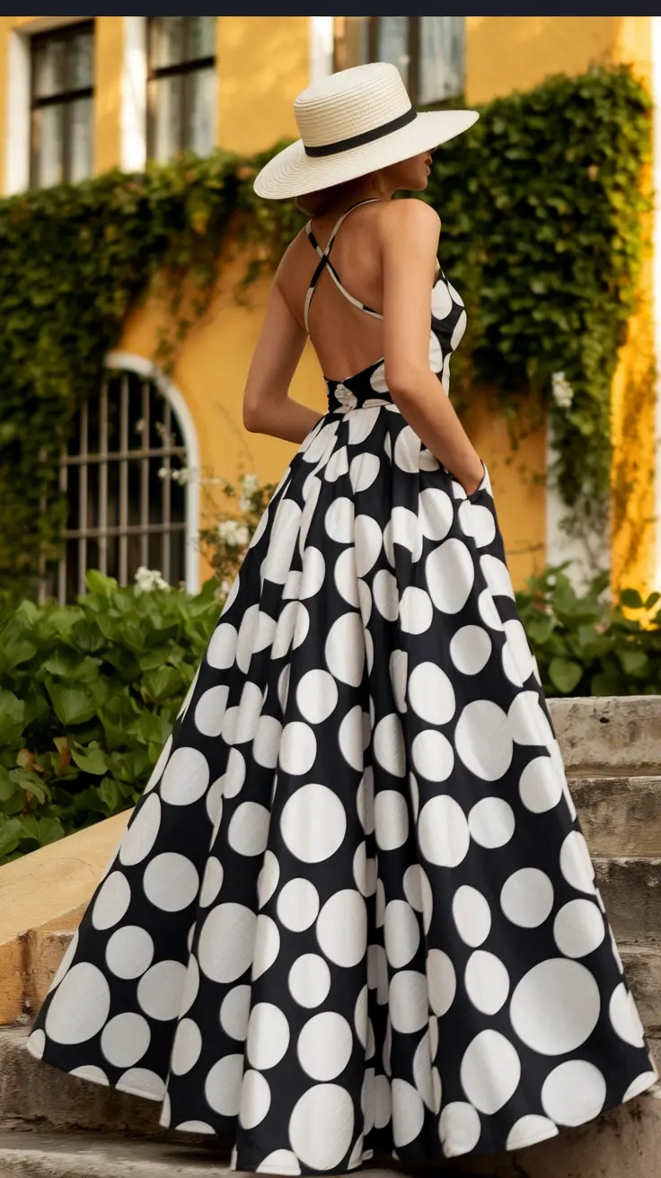 wedding guest outfits Graphic Polka Dots With Mediterranean Ease