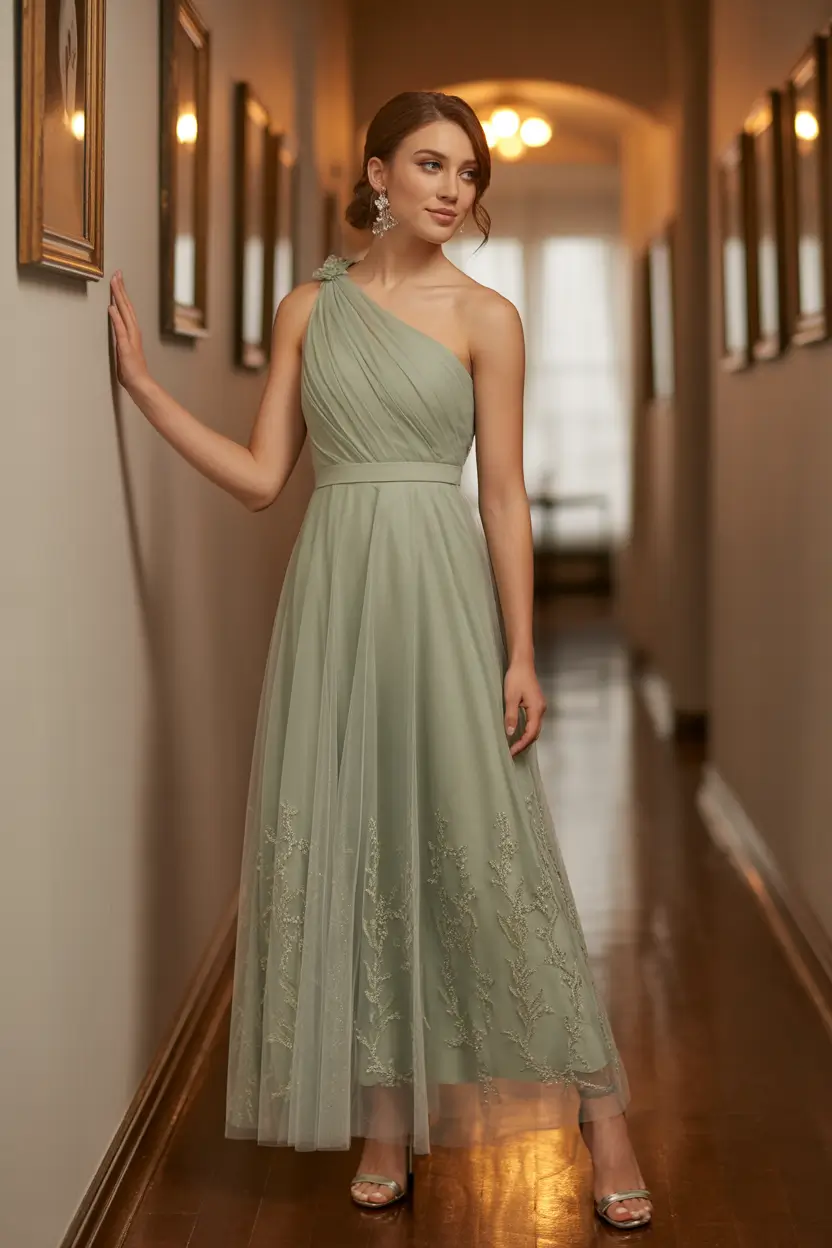 wedding guest outfits Sage Green Tulle for Soft, Timeless Evenings