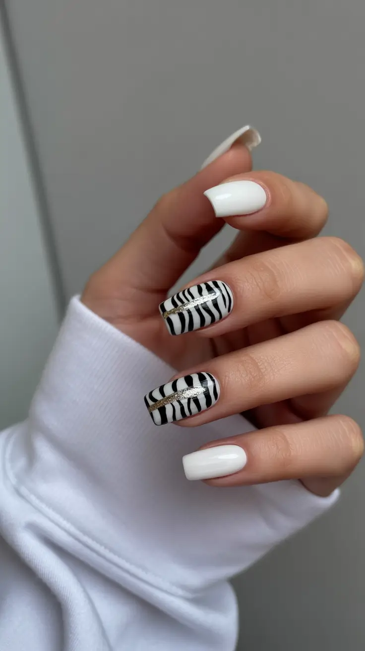 tropical nails Graphic Zebra with Tropical Minimalism