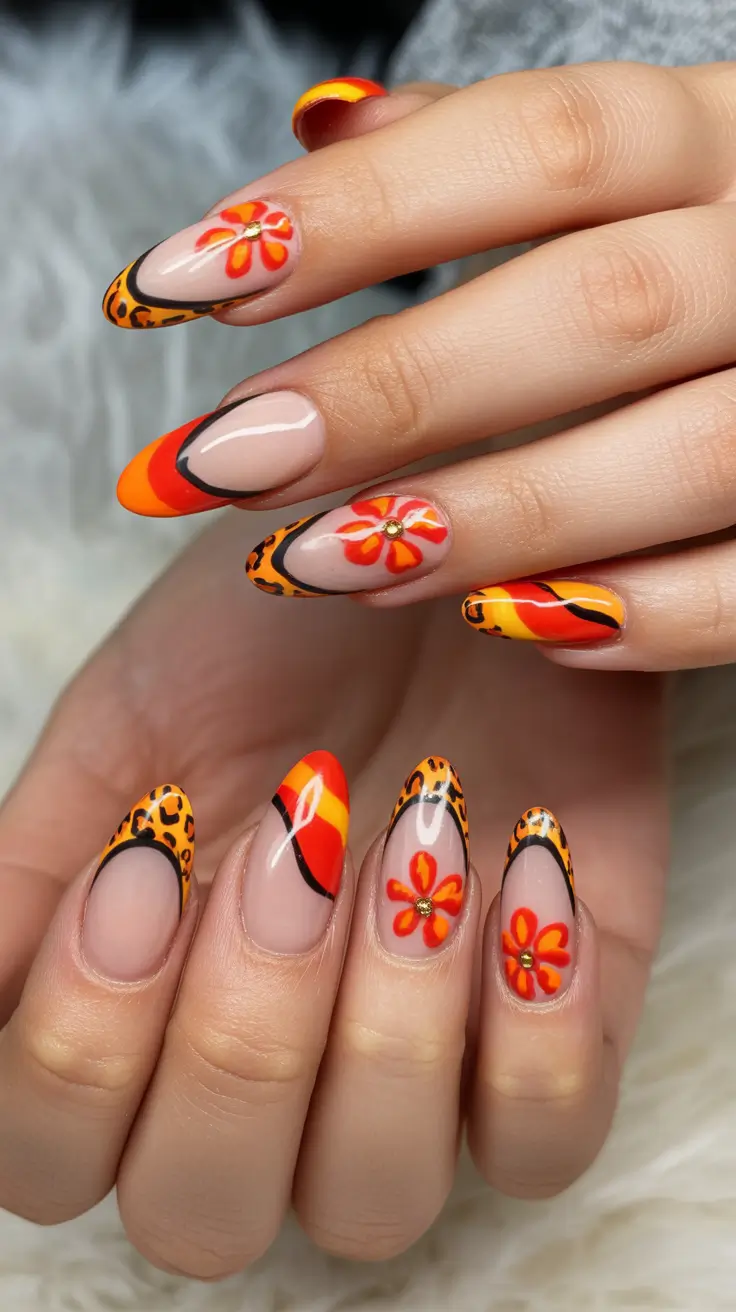 tropical nails Retro Tropics with Bold Florals and Animal Accents