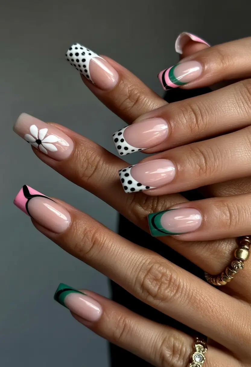 y2k nails Graphic French Polka Dots